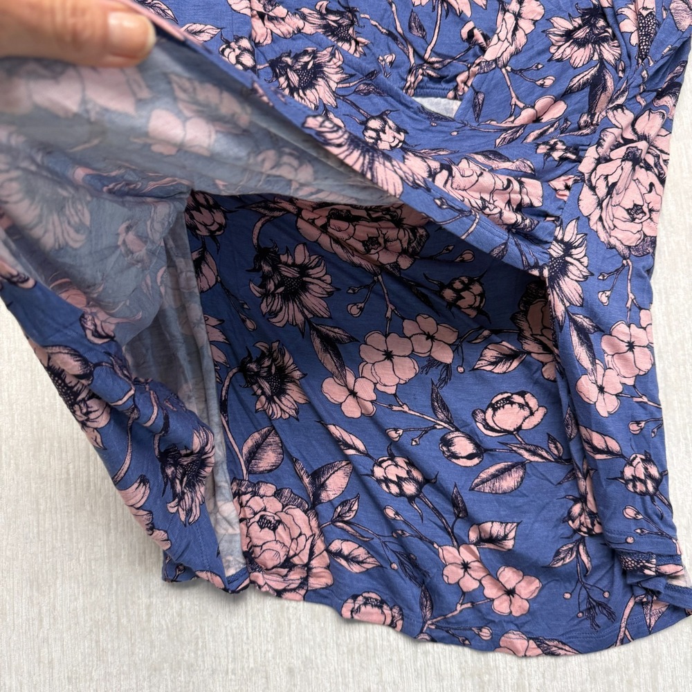 Motherhood Maternity Nursing Top Womens 2X Blue Pink Floral Stretch Double Layer - Picture 13 of 16